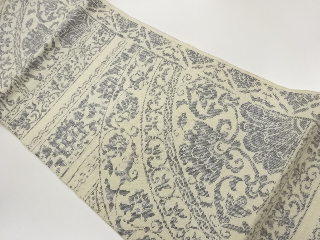 JAPANESE NAGOYA OBI / WOVEN FLOWER ARABESQUE